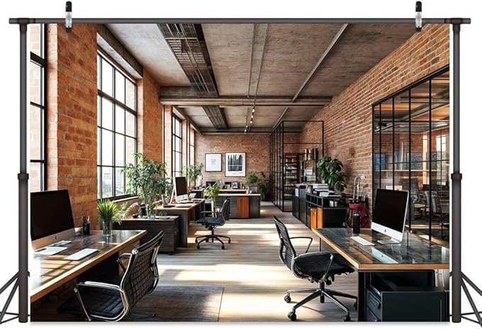 4X4ft Office Video Photo Backdrop Photography Background for Recording Conference, Zoom Home Podcast Backdrops Photo Booth Prop Decorations Wall Decor Tablecloth