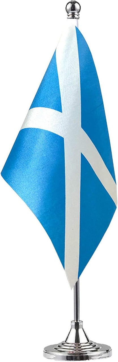 GentleGirl.USA Scotland Table Flags,Stick Small Mini Scot Flag Office Desk Flag on Stand with Stand Base, International Festival Decoration,Scotsman Theme Party Decoration,Home Desk Decoration