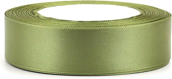 Olive Green Solid Satin Ribbon 1 Inch 25 Yards Solid Polyester Fabric Ribbon for Gift Wrapping Wedding Christmas Baby Shower Birthday Party Decoration Handmade Immortal Flower Craft