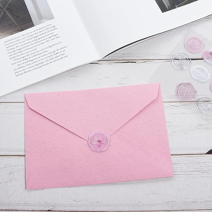 30 Pieces A6 Envelopes with 30 Seal Stickers, 6.32 x 4.45 inch Envelopes for 4 x 6 Wedding Invitation Cards, Greeting Cards, Graduation, Birthday Party Invitations, Pink.