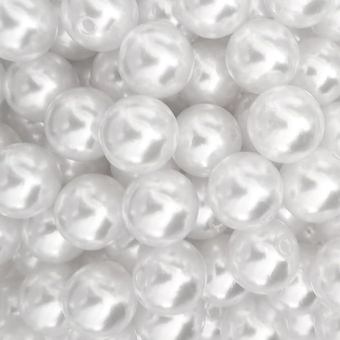 100Pcs 20mm White Round ABS Faux Pearl Beads for Jewelry Making, DIY Crafts, Home Decoration
