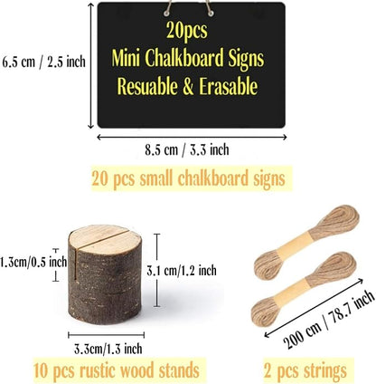 10 Pcs Mini Chalkboard Signs Small Chalkboard Label with Rustic Wood Stand, Food Labels for Party Buffet Wedding Birthday Party Bakery