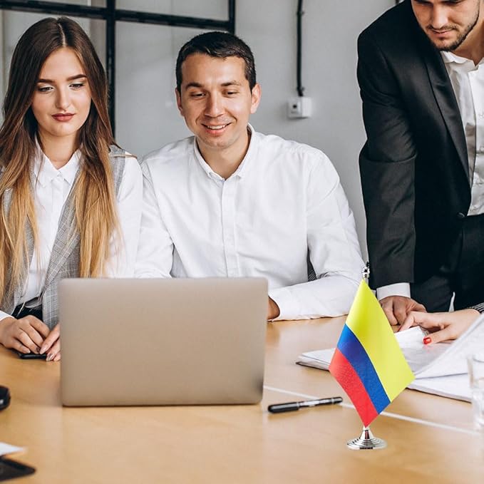 Colombia Flag Colombian Flags, Small Mini Colombian Desk Flag, Used for Table Office Classroom Home Patriotic Events Decorations