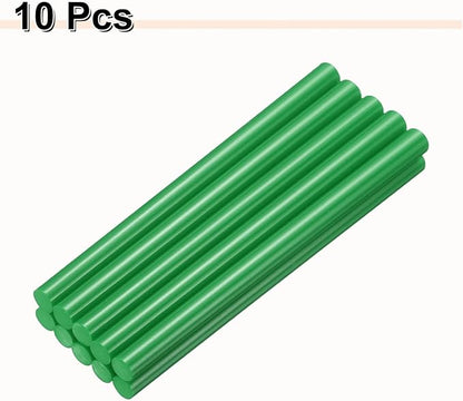 HARFINGTON 10pcs Hot Glue Sticks 0.43" Dia x 7.87" Long EVA Mini Hot Melt Adhesive Glue Stick for Hot Melt Gun Wood Plastic Glass Flowers Fabrics Foam, Deep Green