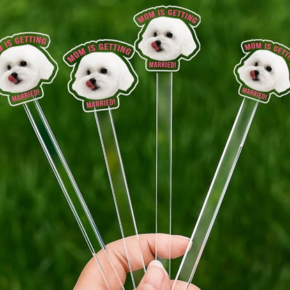 Custom 50 Pcs Double-Sided Wedding Pet Stir Sticks, Personalized Dog Cat Stir Stick, Acrylic Cocktail Stirrers, Wedding Drink Stirrers, Bachelorette Gifts, Bridal Shower Decorations
