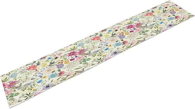Floral Table Runner Watercolor Peony Rose Flower Kitchen Table Decoration for Indoor and Outdoor Wedding Party 13x70 Inch