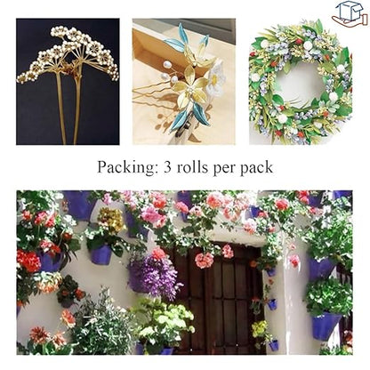 HAHIYO 26Gauge Green Flexible Metal Floral Wire - 3 Rolls Total 115 Yards (345 Feet) for Crafts, Christmas Wreaths, Tree & Flower Arrangement