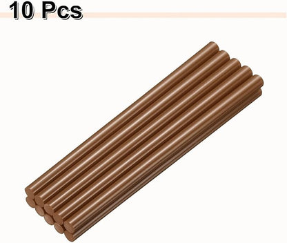 HARFINGTON 10pcs Hot Glue Sticks 0.43" Dia x 9.84" Long EVA Mini Hot Melt Adhesive Glue Stick for Hot Melt Gun Wood Plastic Glass Flowers Fabrics Foam, Brown