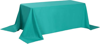 Rectangle Tablecloth 90x156 inch Washable Polyester Fabric Table Cloth for Wedding Party Dining Banquet Decoration（90x156, Turquoise）