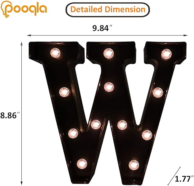 Decorative LED Illuminated Letter Marquee Sign - Alphabet Marquee Letters with Lights For Wedding Birthday Party Christmas Night Light Lamp Home Bar Decoration W, Black