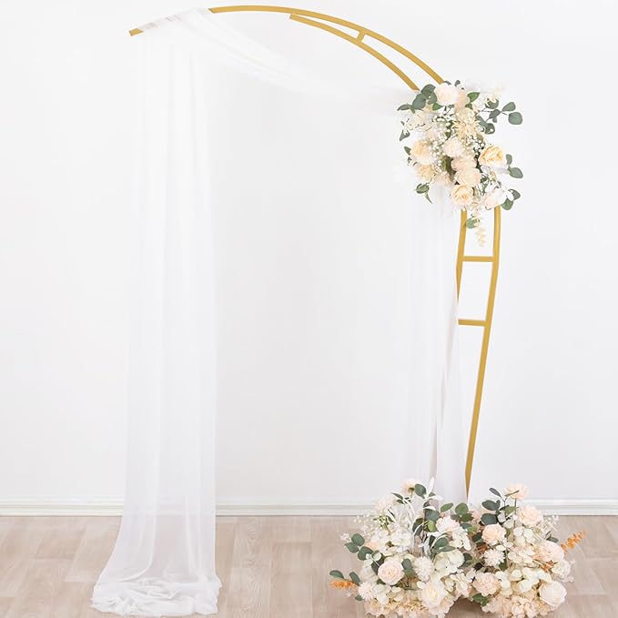 Socomi White Sheer Wedding Arch Draping Fabric 29" x 20Ft 1 Panel Outdoor Curtain Drapes Extra Long for Bridal Baby Shower Ceremony Birthday Party Decor