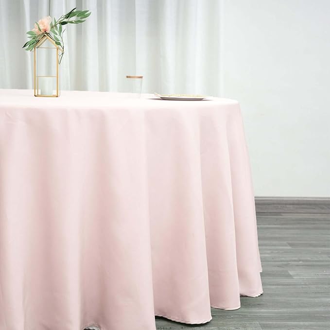 Efavormart Round Tablecloth, 132 Inch Stain & Wrinkle Resistant Washable Table Cloth, Decorative Polyester Fabric Table Cover for Banquet, Wedding, Dining- Blush