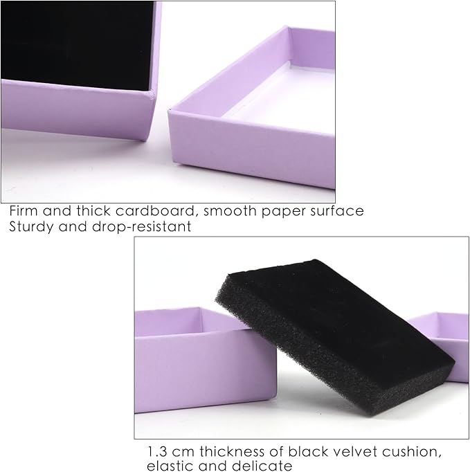 Gift Box Necklace Earring Ring Box Gift Box,12 Pieces Square Cardboard Jewelry Gift Boxes,Cotton Filled Cardboard Paper Jewelry Box Gift Case (3.5x3.5x1.25 Inches) (Purple)
