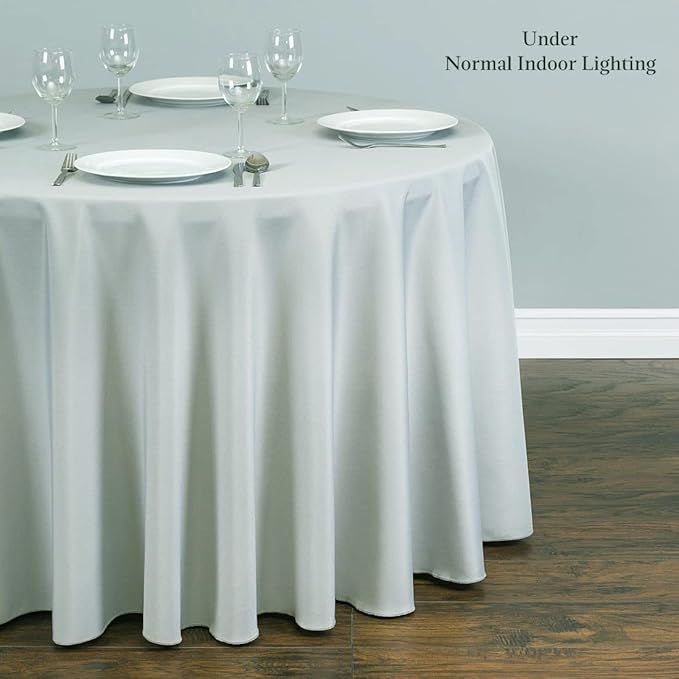 LTC LINENS 10 Pack 108 Inch Round Tablecloths Silver - Bulk for 48 Inch Round Table Floor Length - Wrinkle Resistant Polyester Fabric Cloth for Wedding