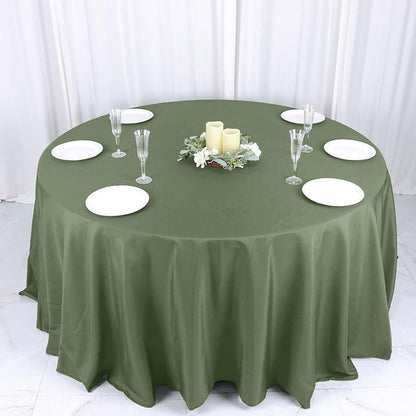 Efavormart Round Tablecloth, 132 Inch Stain & Wrinkle Resistant Washable Table Cloth, Decorative Polyester Fabric Table Cover for Banquet, Wedding, Dining- Olive Green