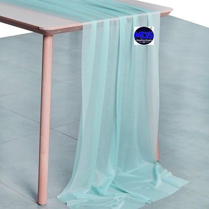 MDS Halloween Chiffon Table Runner - 15 Pack, 29 x 170 Inches, 14ft Each - Sheer Spooky Table Runners for Haunted House Parties, Trick-or-Treat Tables, Witchy Décor, Wedding & Events - Teal
