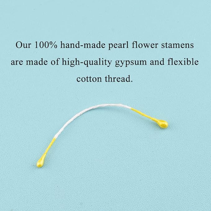 HAHIYO 700Pcs 3mm Yellow Gold Pearl Double Head Flower Pistil Hand-Made Artificial Pistil para Flore Pearlized Floral Stamen Pollen for Flower Making Scrapbook Decoration