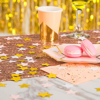 MOWO Glitter Five Stars Confetti Wedding Party Decor and Table Decor, 1.2’’ in Diameter (glitter gold,pink,white,200pc)