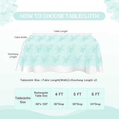 LuoluoHouse Vintage Lace Tablecloth Table Fabric 60x120 Inch for Garden Rustic Wedding Bridal Shower Party Decoration Rectangle Overlay Long Vintage Embroidered Reception Round Table Cloth Decor