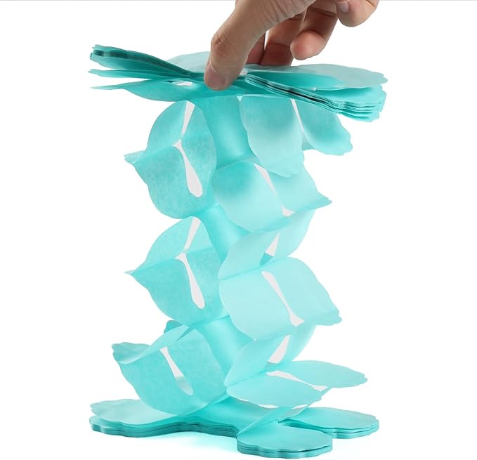 Pink-Purple Mint Mermaid Party-Decorations Streamers-Garland - 12pcs Teal Ocean-Themed 4-Leaf Clover Paper Streamer,Bridal Shower Girls Baby Shower Birthday Wedding Banners Decor Ouruola
