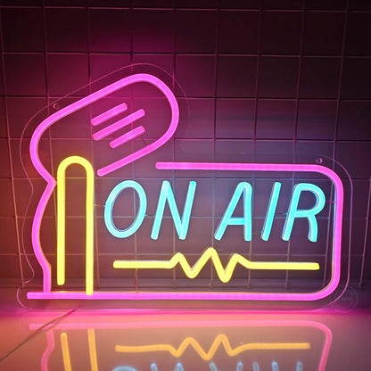Planzo On Air Neon Sign for Live Studio Broadcasting Room Radio Station Bedroom Wall Decor LED Recording Neon Light Sign for Music Studio Boys Girls Game Room Man Cave Bar Club Office USB Powered 15.75’’