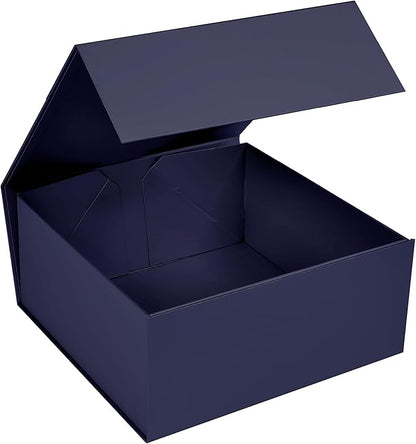 CECOBOX - Gift Boxes with Lids for Presents 6"x6"x2.75" - Matte, Collapsible Magnetic Closure Gift Box - Groomsmen & Bridesmaid Proposal Boxes, Wedding, PR, Birthdays, Holidays (Navy)