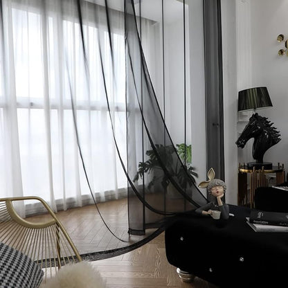 Window Black Sheer Curtains 84 Inches Long 2 Panels Sheer Curtain Basic Rod Pocket Panel for Bedroom Children Living Room Yard Kitchen (Black, 52" W x 84" L | 2 pcs)