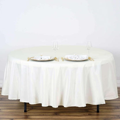 Efavormart Round Tablecloth, 108 Inch Stain & Wrinkle Resistant Washable Table Cloth, Decorative Polyester Fabric Table Cover for Banquet, Wedding, Dining- Ivory