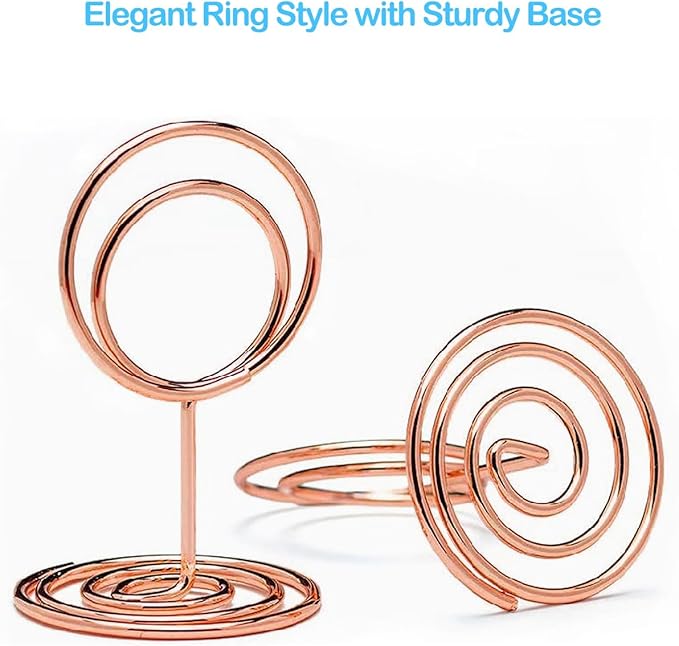 20Pcs Table Number Holders, Place Card Holder, Mini Table Card Holders, Cute Picture Holder Photo Holders for Wedding Reception Party, Table Centerpieces (Rose Gold)