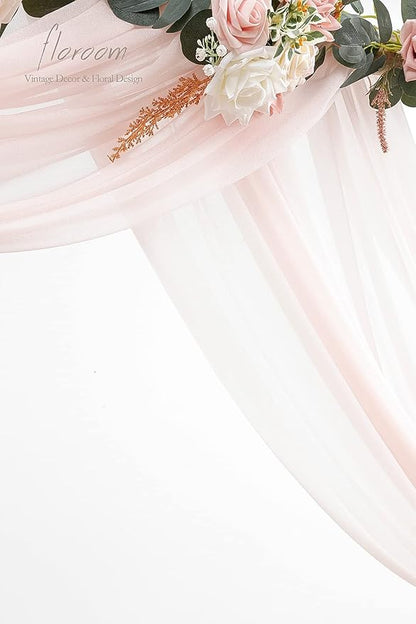 Floroom Wedding Arch Draping Fabric 2 Panels 20Ft Blush Chiffon Fabric Drapes Arbor Drapery Wedding Ceremony Reception Swag Decorations