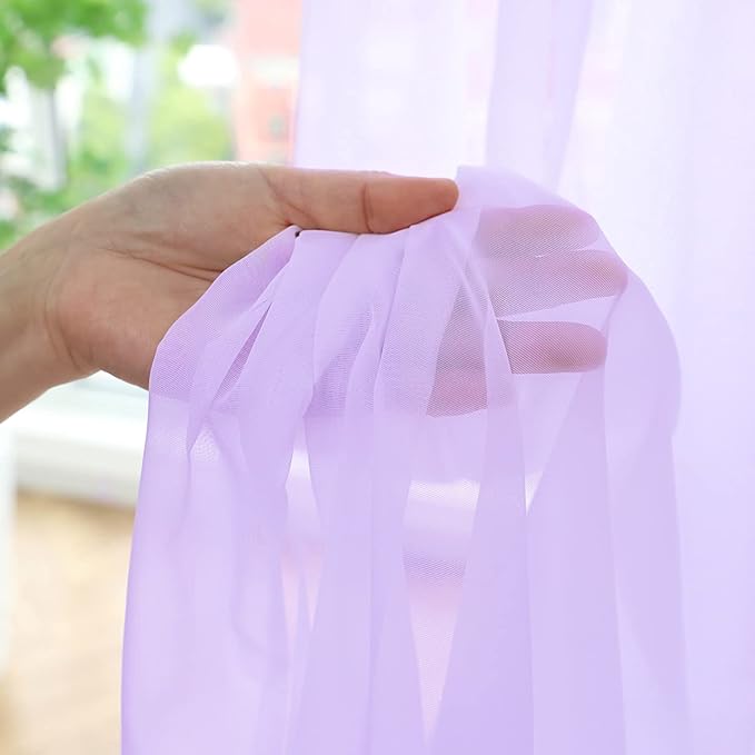 Purple Sheer Curtains 60 Inches Width 95 Inches Long 2 Panels Clear Basic Rod Pocket for Home Living Room Bedroom Kids Room Yard Patio Parlor Sliding Window