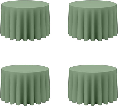 BRILLMAX 4 Pack Sage Green Round Tablecloths 108 Inch - Circle Bulk Linen Polyester Fabric Washable Table Cloth Cover for Wedding Reception Banquet Birthday Party Buffet Restaurant