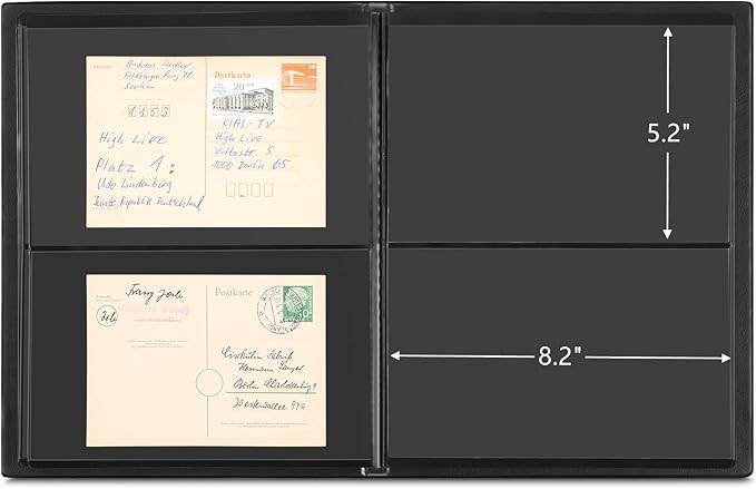 MUDOR Stamp Collecting Album, 2 Rows Pockets Stockbook for Collectors, 10 Sheets, Black