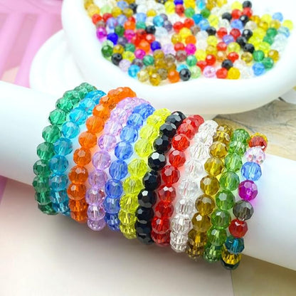 400 PCS 4mm Crystal Glass Beads Round Multiple Faceted Loose Spacer Glass Beads for DIY Handcrafte Bracelet Necklace Earring Jewelry Making(Gold Champagne)