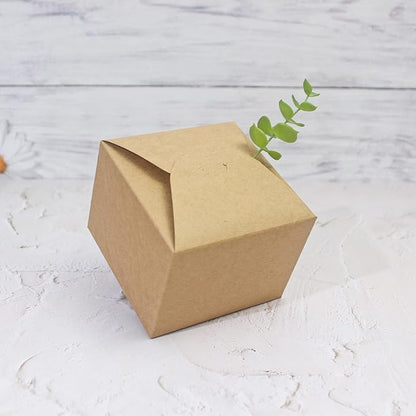 Brown Box for Presents, 10 Pack Small Empty Kraft Paper Gift Boxes with Ribbon For Packaging Candy, Cookie, Chocolate, Craft, Candle, Small Gifts, 4.75” x 4.75” x 3.53”