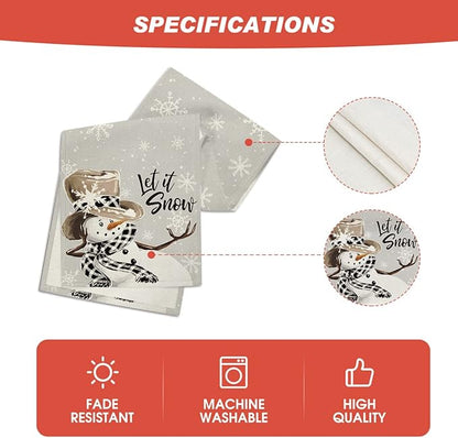 Artoid Mode Grey Snowman Snowflake Let it Snow Christmas Table Runner, Seasonal Winter Kitchen Dining Table Decor for Home Party Indoor 13x120 Inch