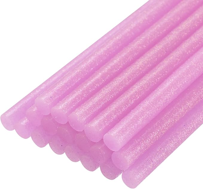 uxcell 20pcs Hot Glue Sticks for Glue Gun 11mm/0.43-inch x 8-inch Mini Hot Melt Adhesive Glue Stick Glitter Pink