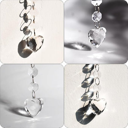 50 Pack Hanging Crystals - Clear Acrylic Prisms Pendant Ornaments for Christmas Tree, Centerpieces, Chandelier, Window & Home Decor, Ideal for Weddings, Parties Decorations (Heart)