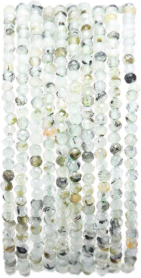 Faceted Natural Prehnite Stone Round Loose Semi Gemstone Beads for Jewelry Making 2-2.5mm 38cm