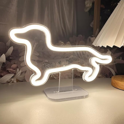 Dog Table Number Neon Sign Desk Lamp Night Light Wedding Letter LED Neon Sign Wedding Table Decorations Neon Light Shop Bedroom Home Room Decor Christmas Party Warm White USB 25×16 CM
