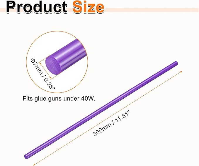 HARFINGTON 10pcs Hot Glue Sticks 0.28" Dia x 11.81" Long EVA Mini Hot Melt Adhesive Glue Stick for Hot Melt Gun Wood Plastic Glass Flowers Fabrics Foam, Purple