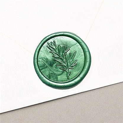 UNIQOOO Mailable Glue Gun Sealing Wax Sticks for Wax Seal Stamp - Metallic Botanical Green, Great for Birthday Cards, Wedding Invitations, Envelope, Snail Mail, Wine Package, Xmas Gift Idea, Pack of 8