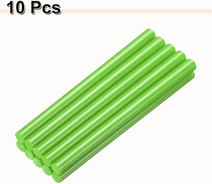 HARFINGTON 10pcs Hot Glue Sticks 0.43" Dia x 7.87" Long EVA Mini Hot Melt Adhesive Glue Stick for Hot Melt Gun Wood Plastic Glass Flowers Fabrics Foam, Light Green