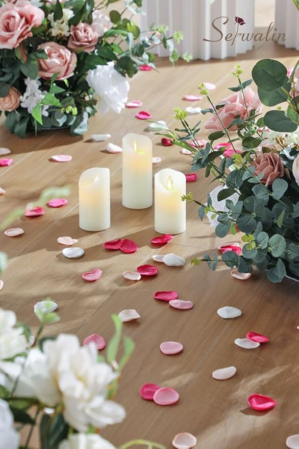 Serwalin 300Pcs Silk Rose Petals Fuschia Flower Petals for Wedding Petals Flower Girl Petals for Christmas Aisle Flower Girl Basket Runner Bridal Shower Table Decor (4 Color Mixes)