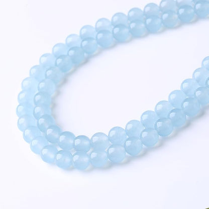 Ice Blue Chalcedony Stone Beads Gemstone Round Crystal Energy Jade Beads Stone Beads for Jewelry Making DIY Bracelet Necklace Jewelry Making 1 Strand 15.5inch 31PCS 12MM