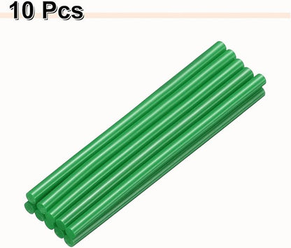 HARFINGTON 10pcs Hot Glue Sticks 0.28" Dia x 5.91" Long EVA Mini Hot Melt Adhesive Glue Stick for Hot Melt Gun Wood Plastic Glass Flowers Fabrics Foam, Deep Green