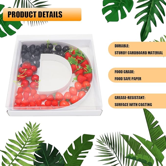 12" Fillable Cardboard Letter Charcuterie Gift Cupcake Box With Cover Sweets Packaging (D)