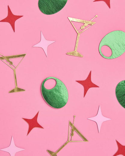 xo, Fetti Martini and Olive Confetti - 200 pcs | Cocktail Bachelorette Decoration, Tini Bit Older Birthday Party Tablescape, Extra Dirty Dinner Setting, Casino Bach Decor