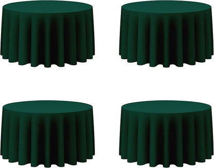 BRILLMAX 4 Pack Hunter Green Round Tablecloths 120 Inch - Circle Bulk Linen Polyester Fabric Washable Table Cloth Cover for Wedding Reception Banquet Birthday Party Buffet Restaurant