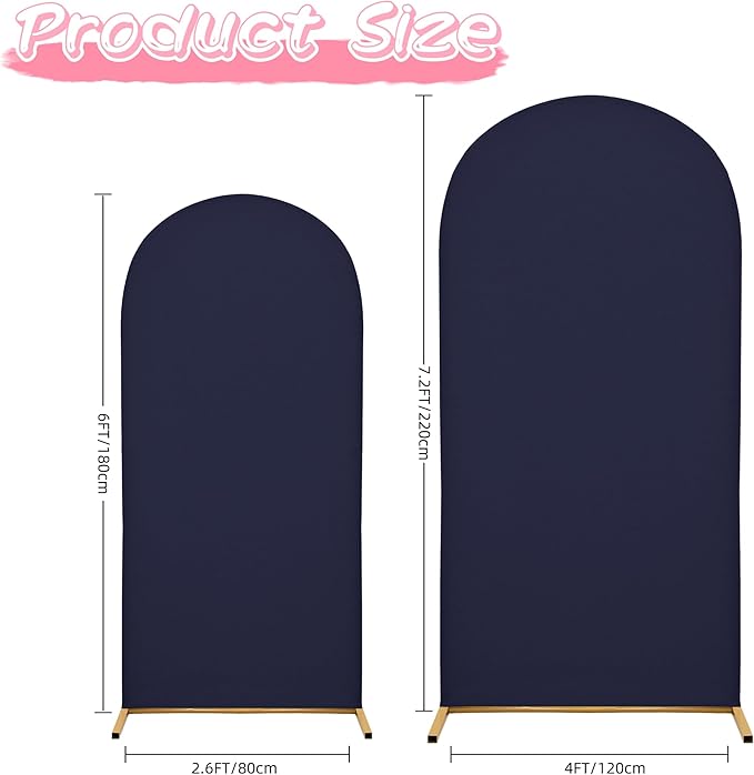 Wedding Arch Covers Arch Backdrop Cover Arch Stand Covers 7.2FT 6FT Set 2 Arch Cover Spandex Fabric Stretchy Backdrop for Wedding Birthday Party Decoration Baby Shower (Dark Blue)